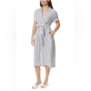 Anne Klein Womens Irna Striped Midi Shirtdress